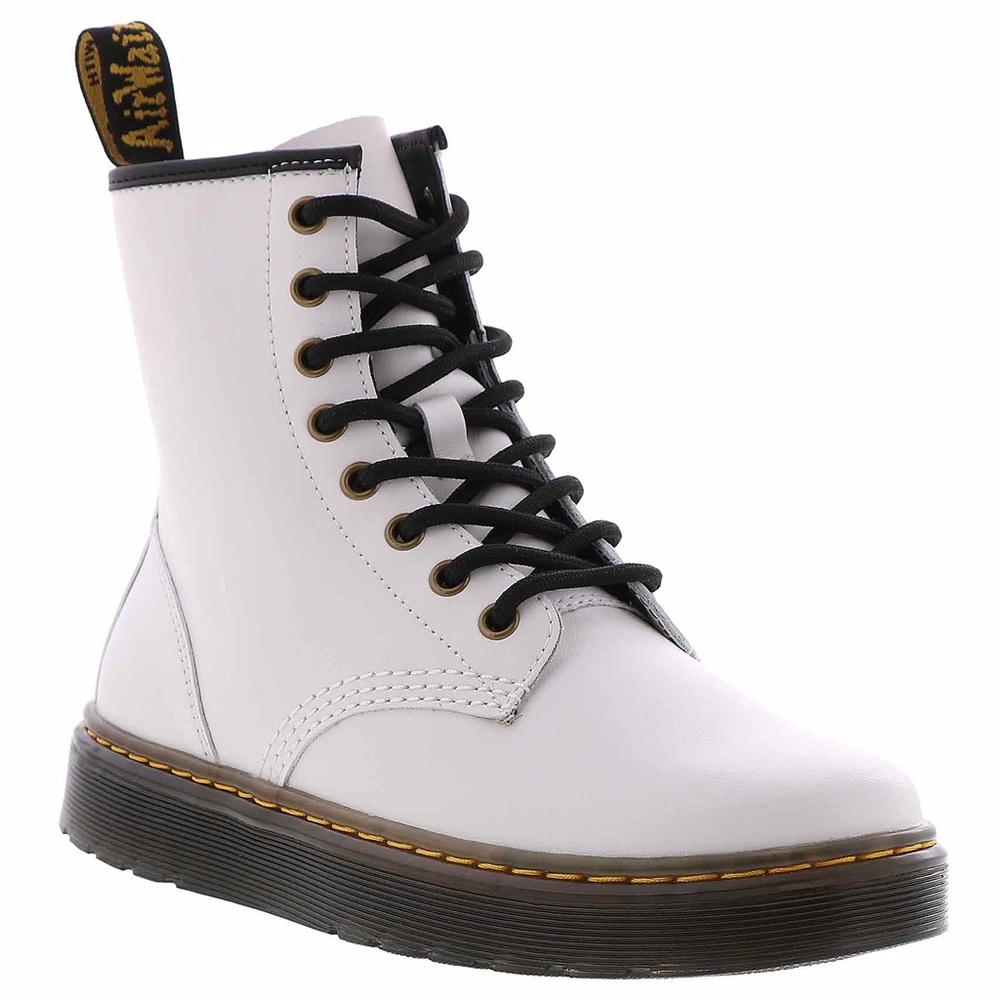 Dr. Martens Zavala White Leather Lace Up Combat Boots Grunge 90s Women’s Size 8